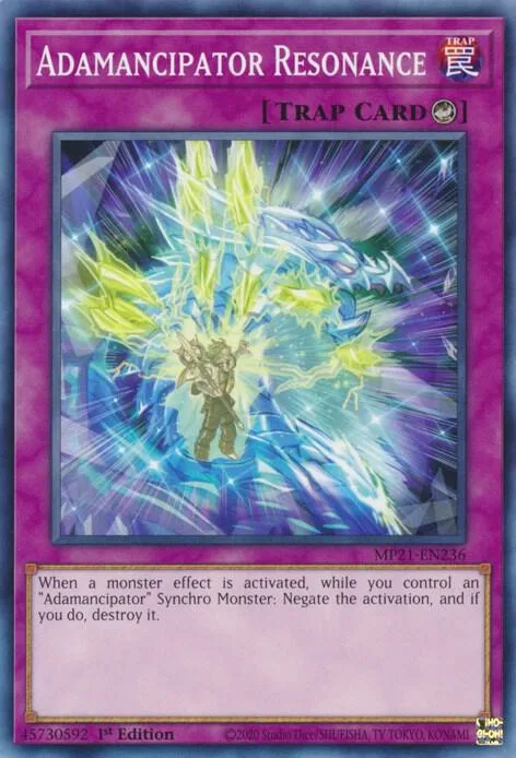 Adamancipator Resonance MP21-EN236 Yu-Gi-Oh card from 2021 Tin of Ancient Battles