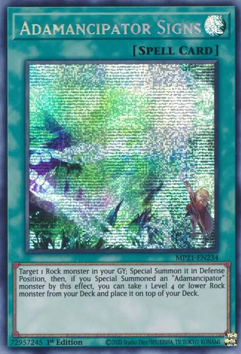 Adamancipator Signs MP21-EN234 Yu-Gi-Oh card from 2021 Tin of Ancient Battles