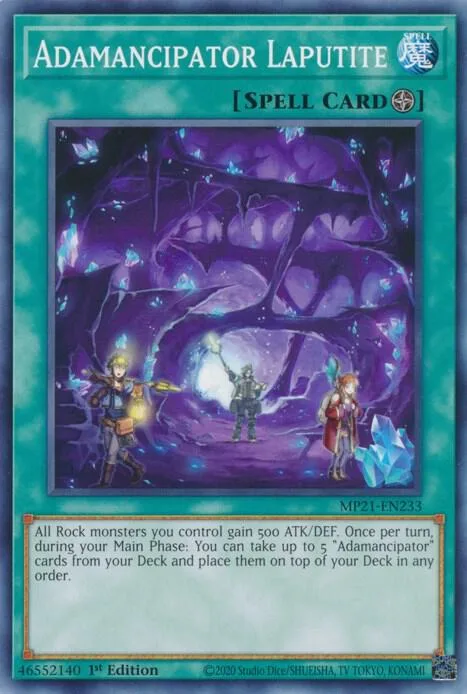Adamancipator Laputite MP21-EN233 Yu-Gi-Oh card from 2021 Tin of Ancient Battles
