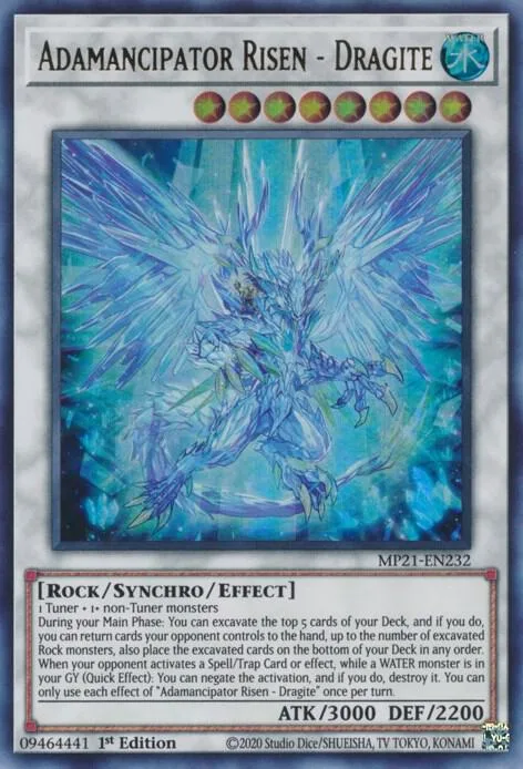 Adamancipator Risen - Dragite MP21-EN232 Yu-Gi-Oh card from 2021 Tin of Ancient Battles