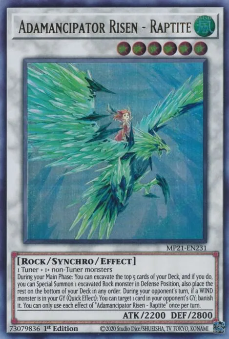 Adamancipator Risen - Raptite MP21-EN231 Yu-Gi-Oh card from 2021 Tin of Ancient Battles
