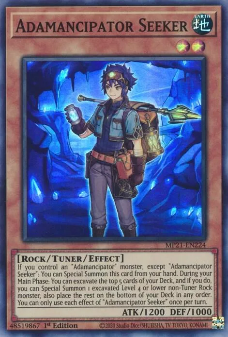 Adamancipator Seeker MP21-EN224 Yu-Gi-Oh card from 2021 Tin of Ancient Battles