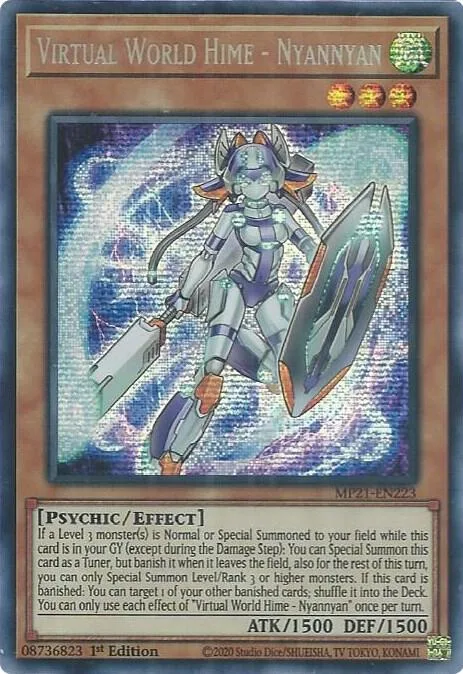 Virtual World Hime - Nyannyan MP21-EN223 Yu-Gi-Oh card from 2021 Tin of Ancient Battles