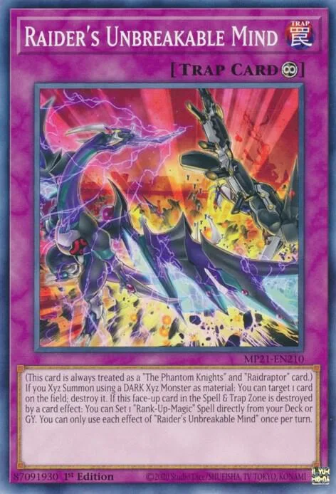 Raider's Unbreakable Mind MP21-EN210 Yu-Gi-Oh card from 2021 Tin of Ancient Battles