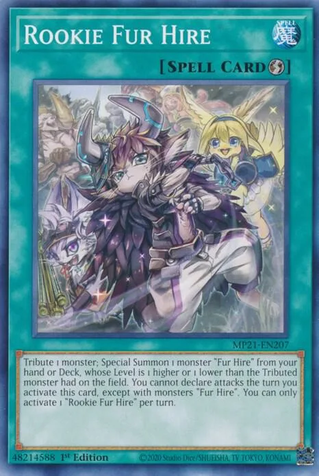 Rookie Fur Hire MP21-EN207 Yu-Gi-Oh card from 2021 Tin of Ancient Battles
