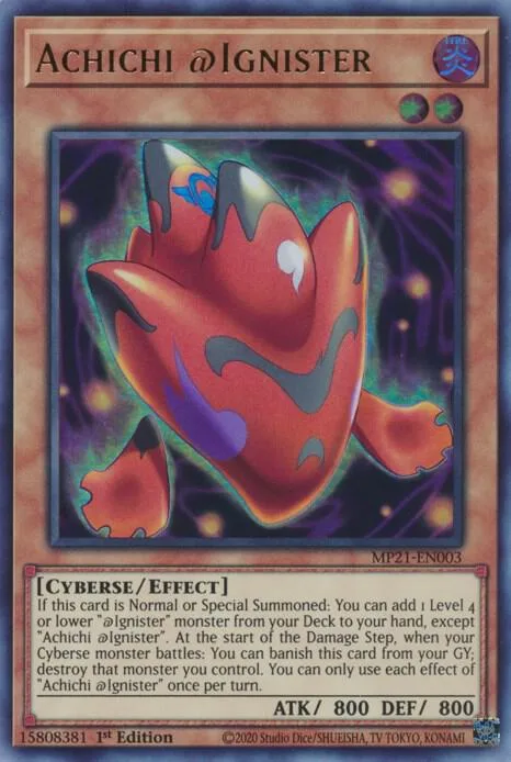 Achichi @Ignister MP21-EN003 Yu-Gi-Oh card from 2021 Tin of Ancient Battles