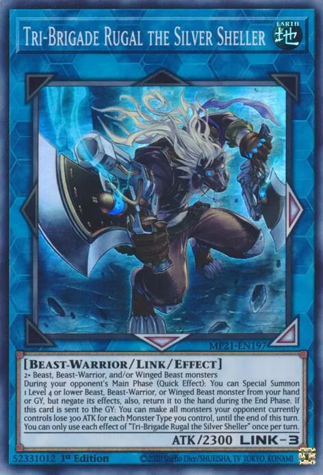 Tri-Brigade Rugal the Silver Sheller MP21-EN197 Yu-Gi-Oh card from 2021 Tin of Ancient Battles