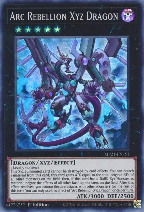 Arc Rebellion Xyz Dragon MP21-EN191 Yu-Gi-Oh card from 2021 Tin of Ancient Battles
