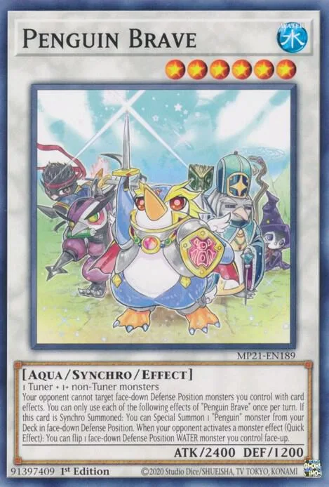 Penguin Brave MP21-EN189 Yu-Gi-Oh card from 2021 Tin of Ancient Battles