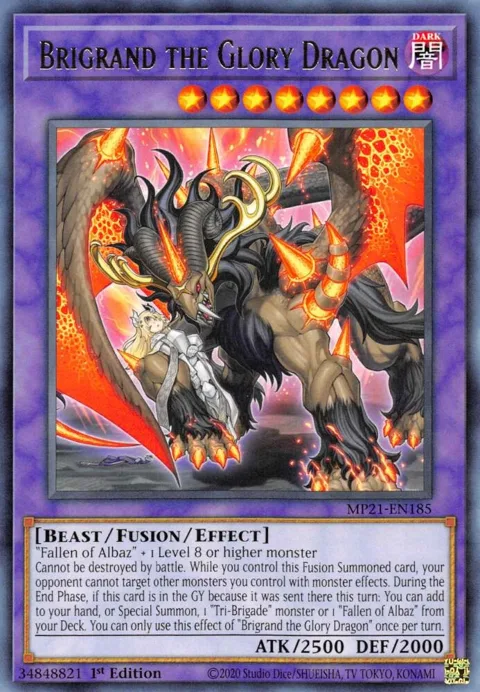 Brigrand the Glory Dragon MP21-EN185 Yu-Gi-Oh card from 2021 Tin of Ancient Battles