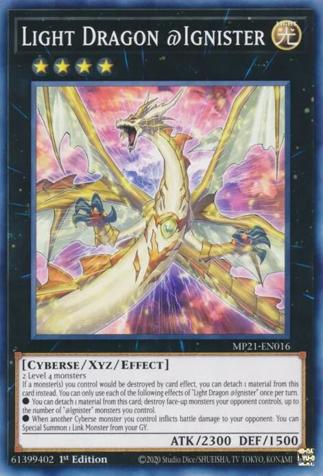 Light Dragon @Ignister MP21-EN016 Yu-Gi-Oh card from 2021 Tin of Ancient Battles