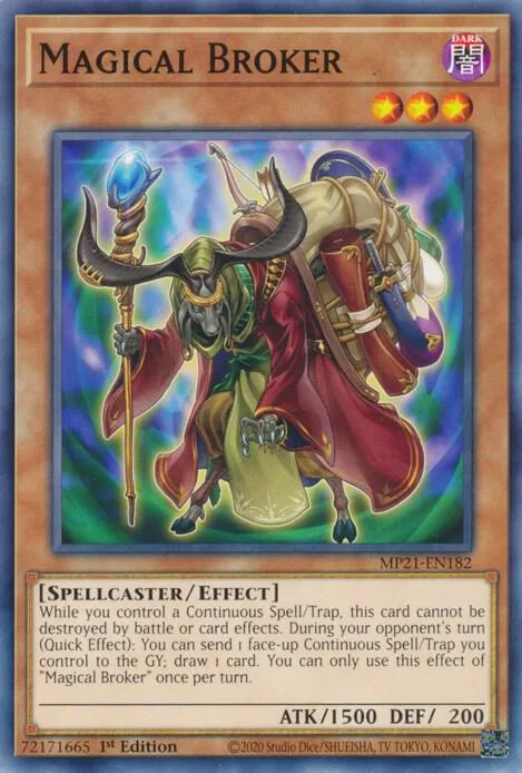 Magical Broker MP21-EN182 Yu-Gi-Oh card from 2021 Tin of Ancient Battles