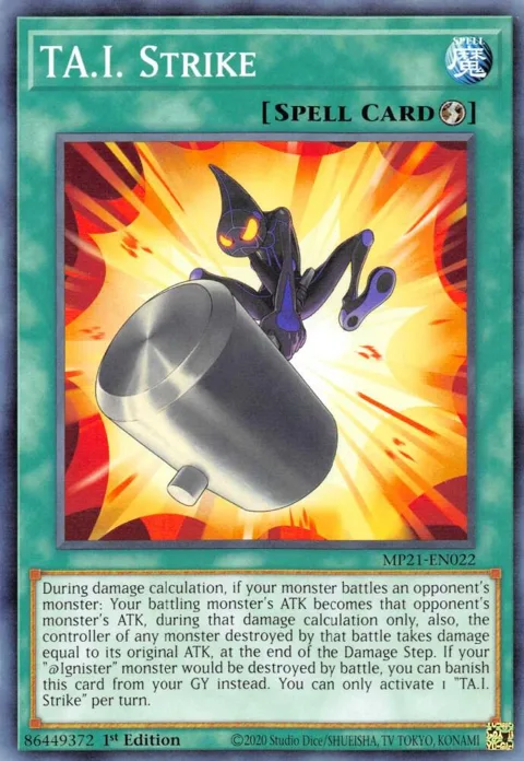 TA.I. Strike MP21-EN022 Yu-Gi-Oh card from 2021 Tin of Ancient Battles