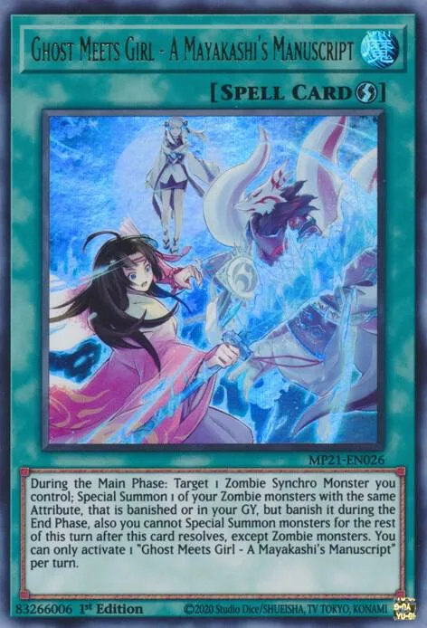 Ghost Meets Girl - A Mayakashi's Manuscript MP21-EN026 Yu-Gi-Oh card from 2021 Tin of Ancient Battles