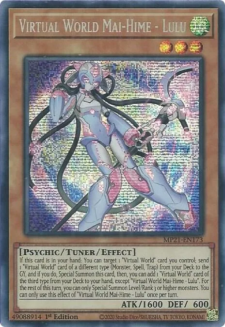 Virtual World Mai-Hime - Lulu MP21-EN173 Yu-Gi-Oh card from 2021 Tin of Ancient Battles