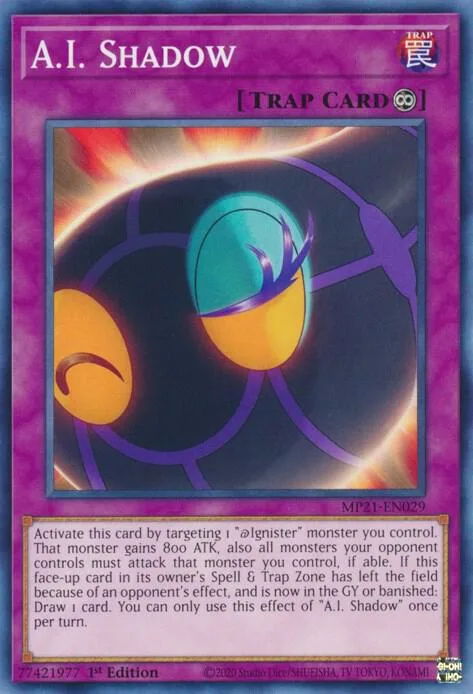 A.I. Shadow MP21-EN029 Yu-Gi-Oh card from 2021 Tin of Ancient Battles