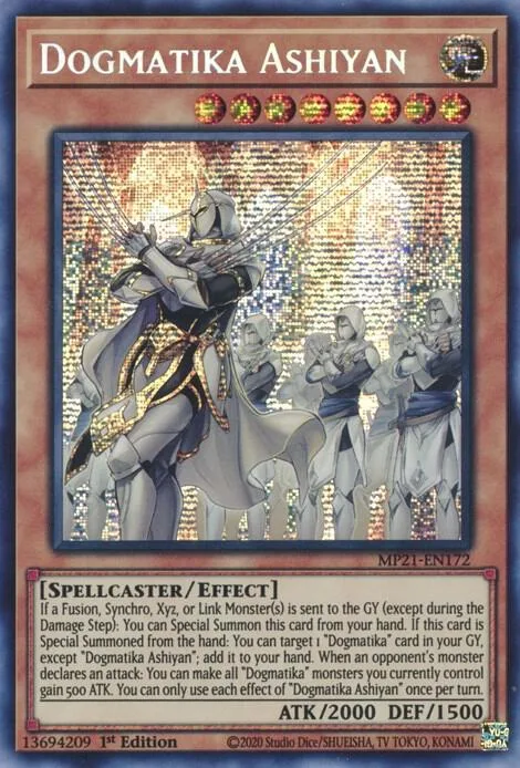 Dogmatika Ashiyan MP21-EN172 Yu-Gi-Oh card from 2021 Tin of Ancient Battles