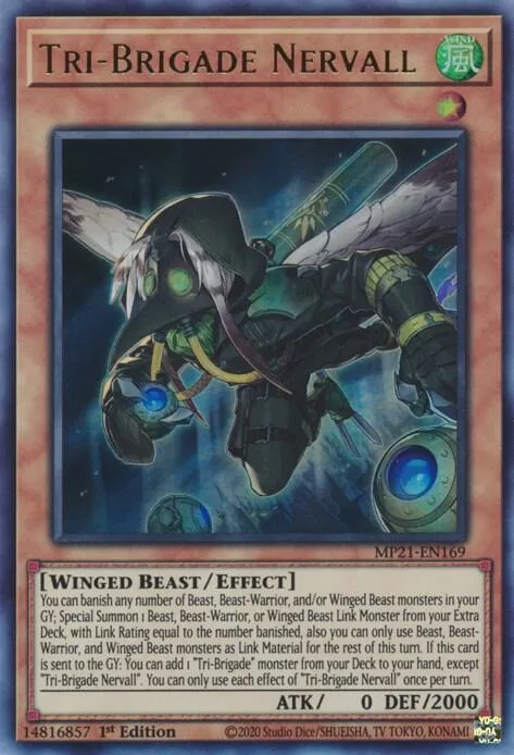 Tri-Brigade Nervall MP21-EN169 Yu-Gi-Oh card from 2021 Tin of Ancient Battles