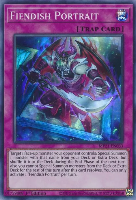 Fiendish Portrait MP21-EN033 Yu-Gi-Oh card from 2021 Tin of Ancient Battles