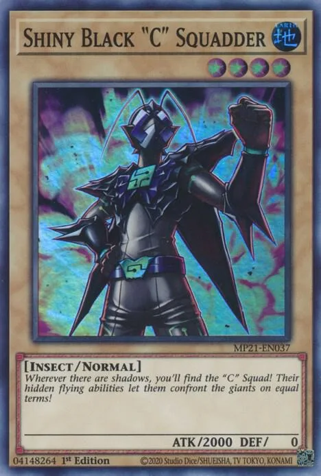 Shiny Black "C" Squadder MP21-EN037 Yu-Gi-Oh card from 2021 Tin of Ancient Battles