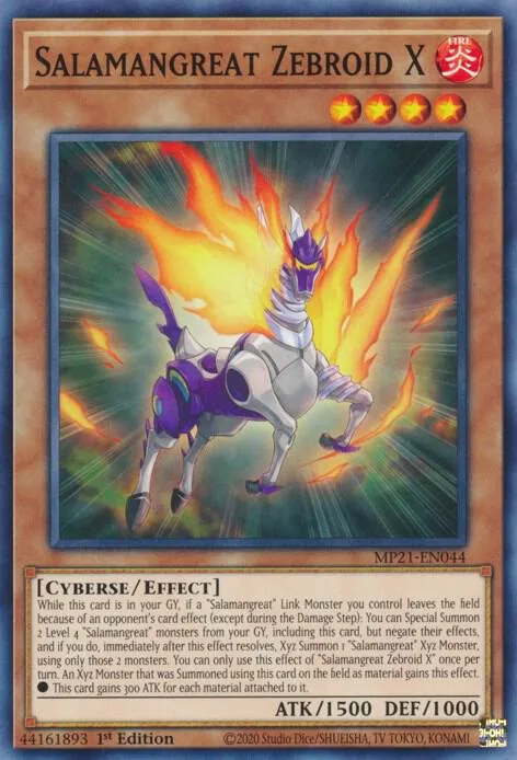 Salamangreat Zebroid X MP21-EN044 Yu-Gi-Oh card from 2021 Tin of Ancient Battles