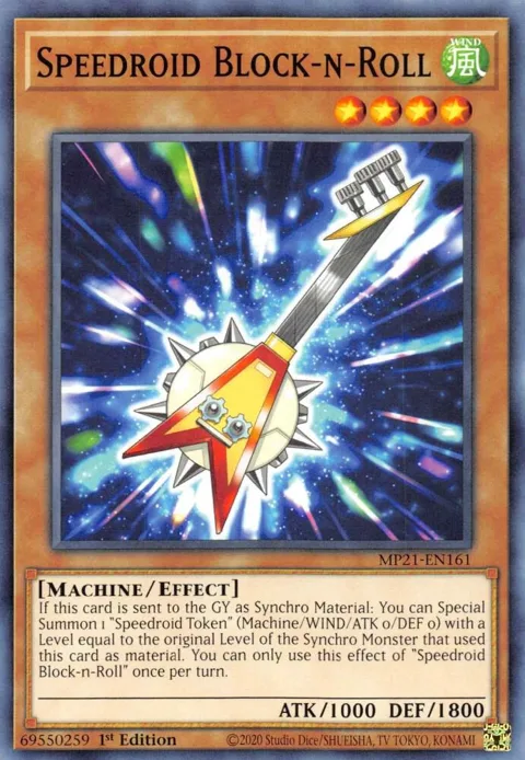 Speedroid Block-n-Roll MP21-EN161 Yu-Gi-Oh card from 2021 Tin of Ancient Battles