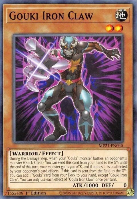Gouki Iron Claw MP21-EN045 Yu-Gi-Oh card from 2021 Tin of Ancient Battles