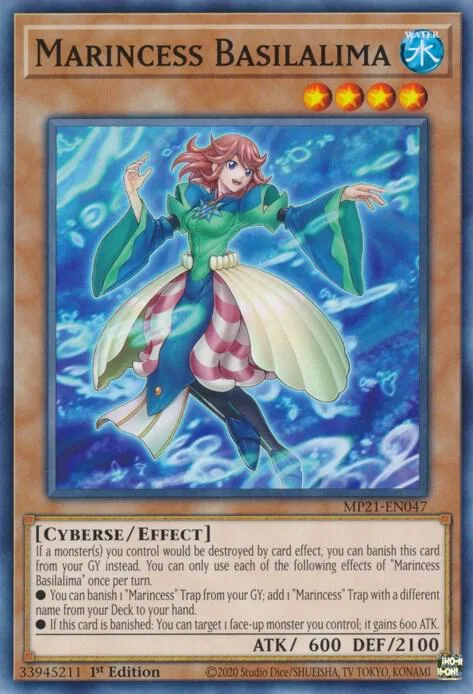 Marincess Basilalima MP21-EN047 Yu-Gi-Oh card from 2021 Tin of Ancient Battles