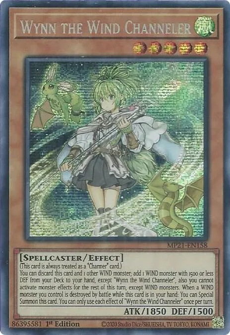 Wynn the Wind Channeler MP21-EN158 Yu-Gi-Oh card from 2021 Tin of Ancient Battles