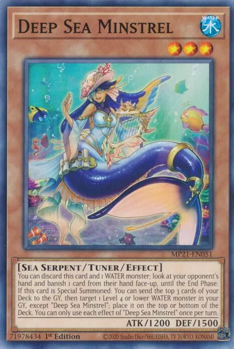 Deep Sea Minstrel MP21-EN051 Yu-Gi-Oh card from 2021 Tin of Ancient Battles