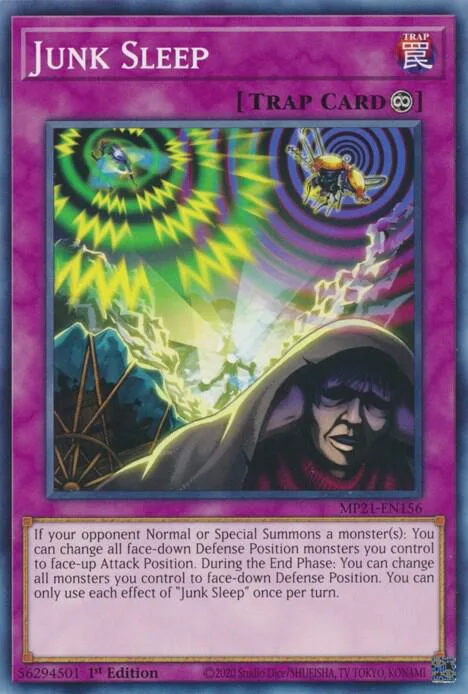 Junk Sleep MP21-EN156 Yu-Gi-Oh card from 2021 Tin of Ancient Battles