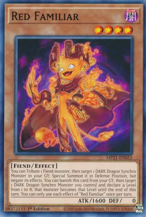 Red Familiar MP21-EN052 Yu-Gi-Oh card from 2021 Tin of Ancient Battles