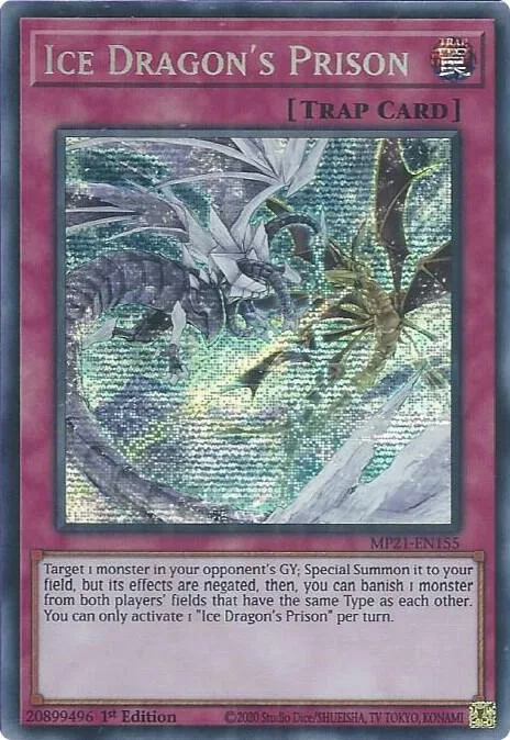 Ice Dragon's Prison MP21-EN155 Yu-Gi-Oh card from 2021 Tin of Ancient Battles