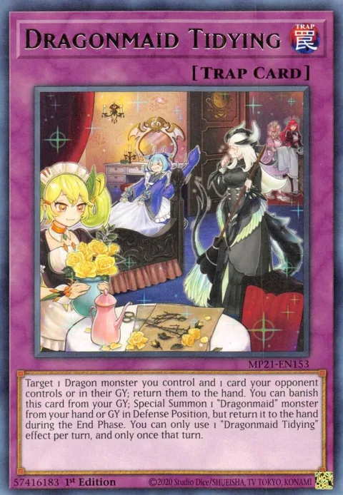 Dragonmaid Tidying MP21-EN153 Yu-Gi-Oh card from 2021 Tin of Ancient Battles