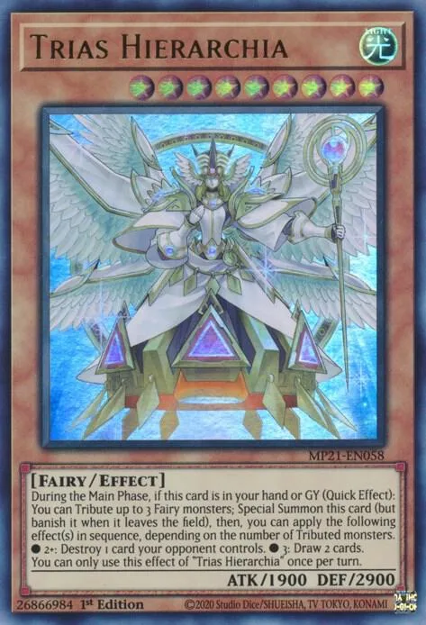 Trias Hierarchia MP21-EN058 Yu-Gi-Oh card from 2021 Tin of Ancient Battles