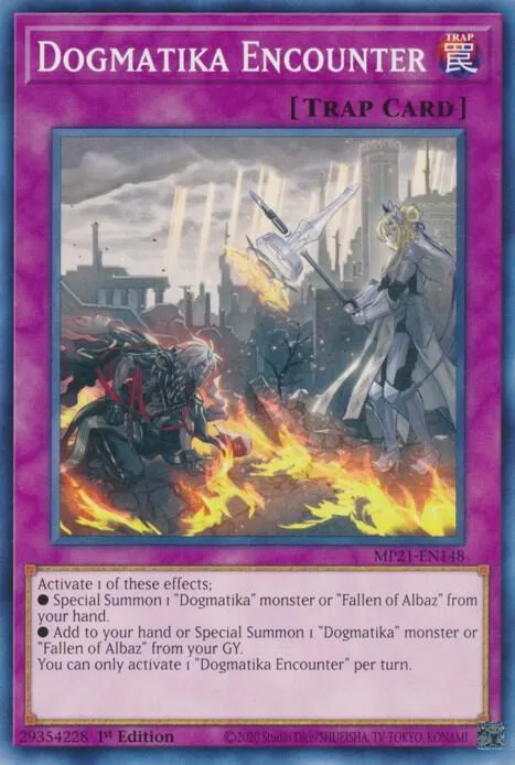 Dogmatika Encounter MP21-EN148 Yu-Gi-Oh card from 2021 Tin of Ancient Battles