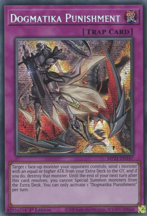 Dogmatika Punishment MP21-EN147 Yu-Gi-Oh card from 2021 Tin of Ancient Battles