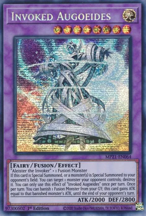 Invoked Augoeides MP21-EN064 Yu-Gi-Oh card from 2021 Tin of Ancient Battles