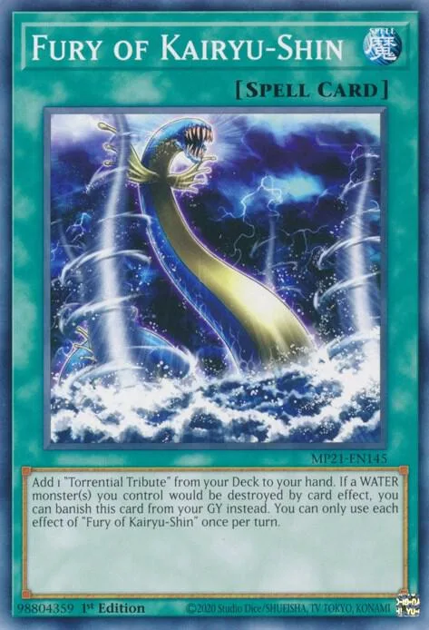 Fury of Kairyu-Shin MP21-EN145 Yu-Gi-Oh card from 2021 Tin of Ancient Battles