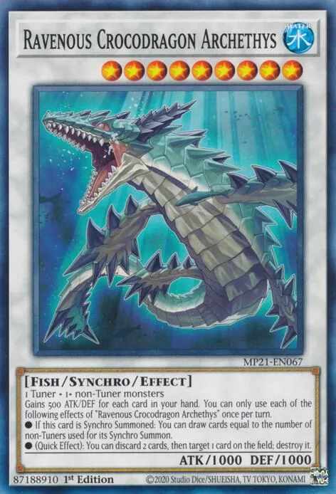 Ravenous Crocodragon Archethys MP21-EN067 Yu-Gi-Oh card from 2021 Tin of Ancient Battles