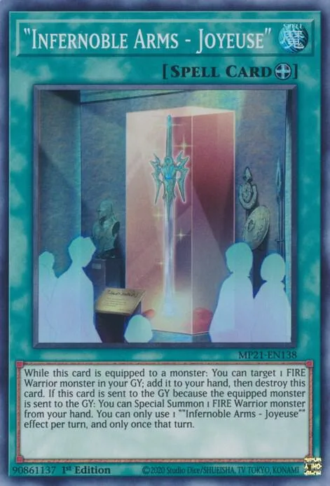 "Infernoble Arms - Joyeuse" MP21-EN138 Yu-Gi-Oh card from 2021 Tin of Ancient Battles