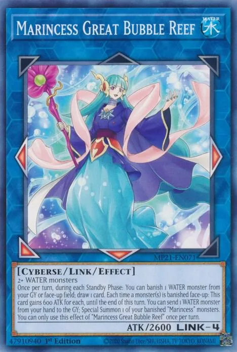 Marincess Great Bubble Reef MP21-EN071 Yu-Gi-Oh card from 2021 Tin of Ancient Battles