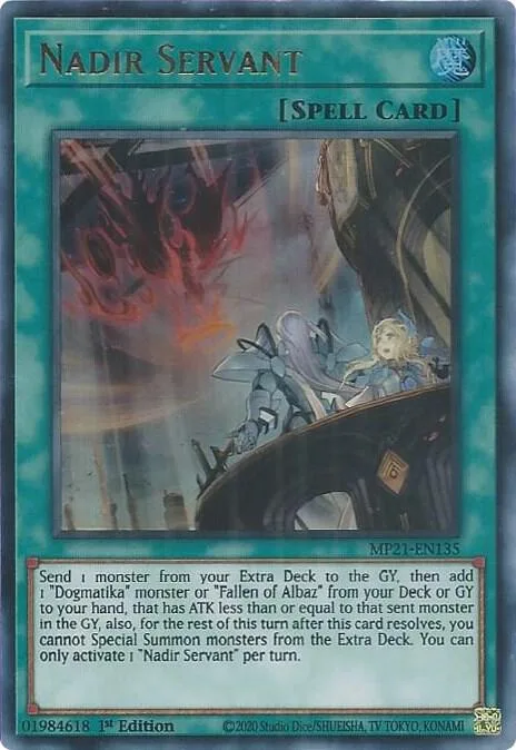Nadir Servant MP21-EN135 Yu-Gi-Oh card from 2021 Tin of Ancient Battles