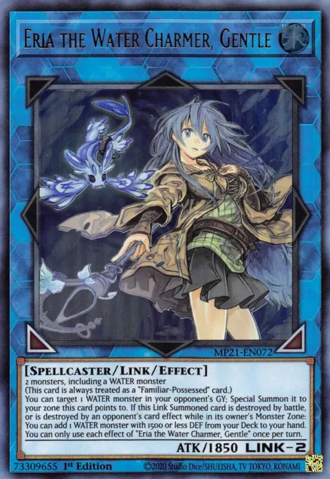 Eria the Water Charmer, Gentle MP21-EN072 Yu-Gi-Oh card from 2021 Tin of Ancient Battles