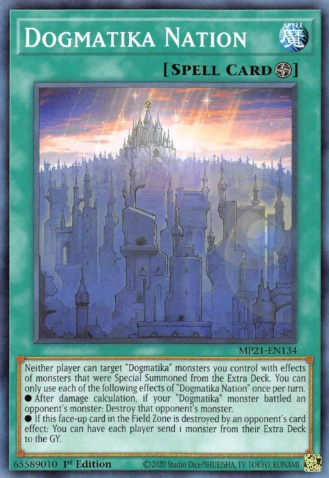Dogmatika Nation MP21-EN134 Yu-Gi-Oh card from 2021 Tin of Ancient Battles