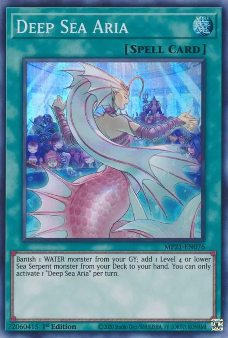 Deep Sea Aria MP21-EN076 Yu-Gi-Oh card from 2021 Tin of Ancient Battles