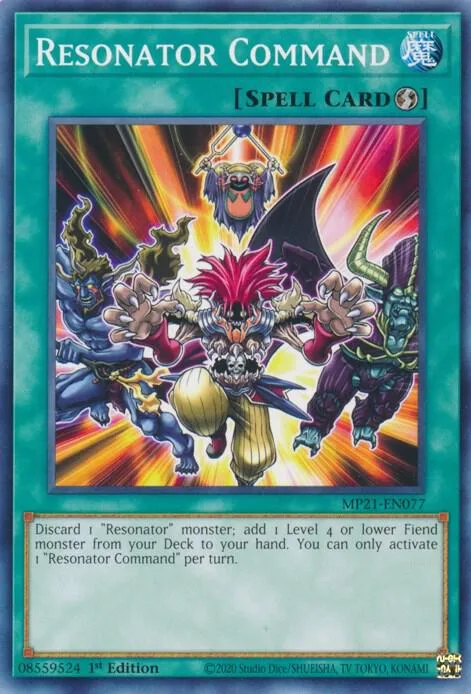 Resonator Command MP21-EN077 Yu-Gi-Oh card from 2021 Tin of Ancient Battles