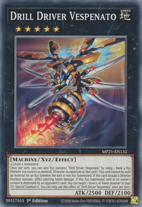 Drill Driver Vespenato MP21-EN132 Yu-Gi-Oh card from 2021 Tin of Ancient Battles
