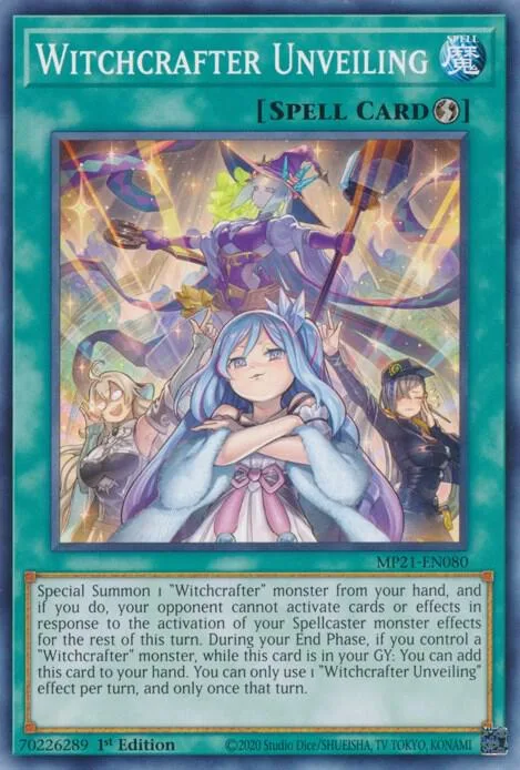 Witchcrafter Unveiling MP21-EN080 Yu-Gi-Oh card from 2021 Tin of Ancient Battles