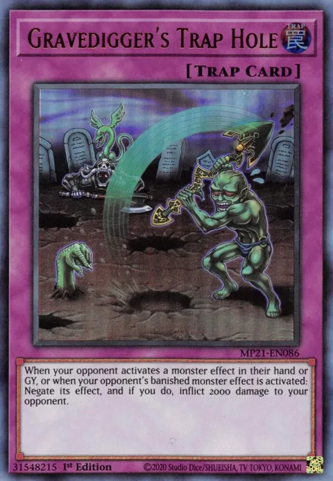 Gravedigger's Trap Hole MP21-EN086 Yu-Gi-Oh card from 2021 Tin of Ancient Battles